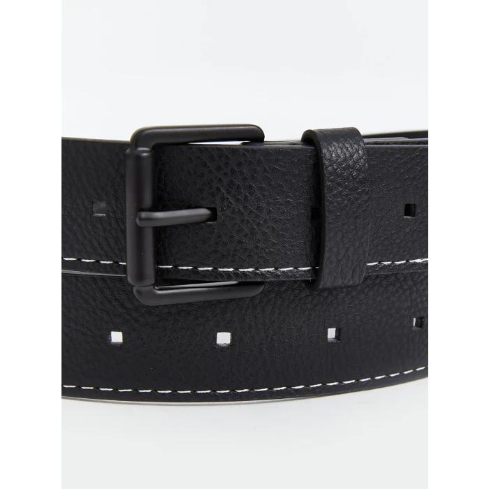 LCW ACCESSORIES Siyah Deri Görünümlü Erkek Kemer