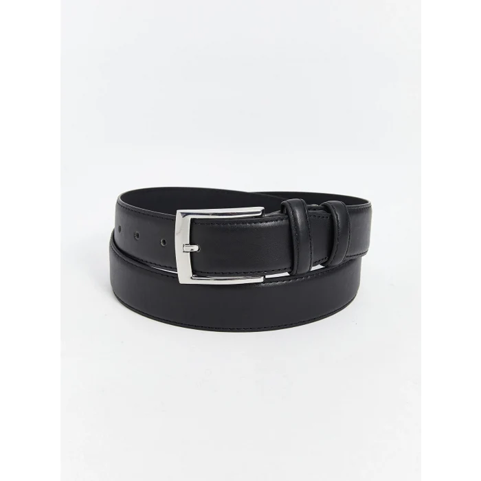 LCW ACCESSORIES Siyah Deri Görünümlü Erkek Kemer