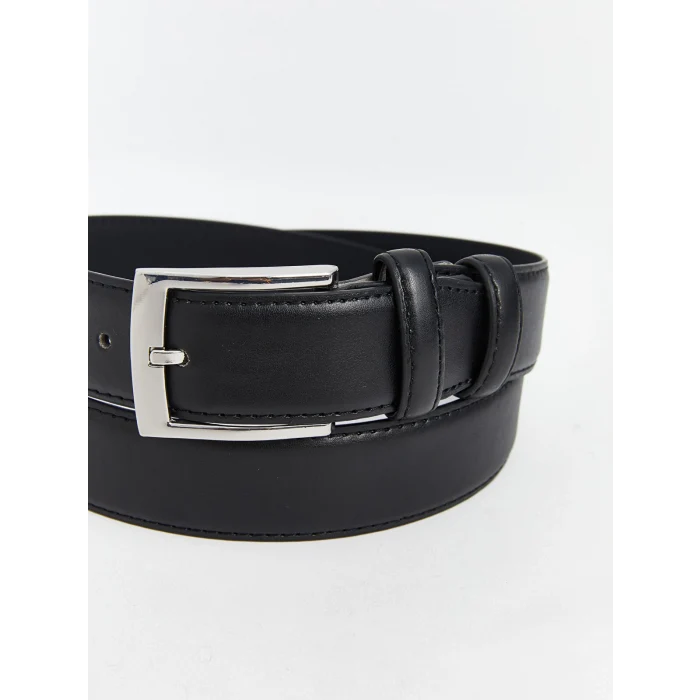 LCW ACCESSORIES Siyah Deri Görünümlü Erkek Kemer