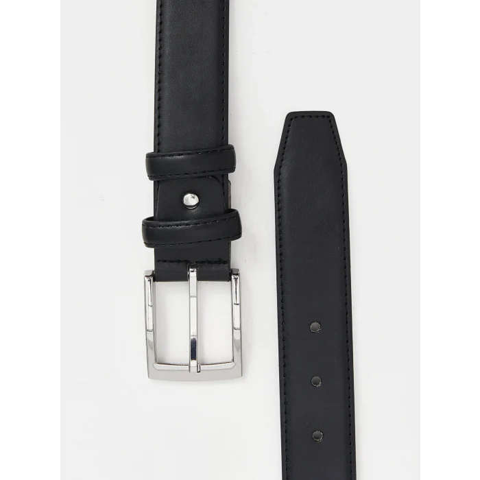 LCW ACCESSORIES Siyah Deri Görünümlü Erkek Kemer