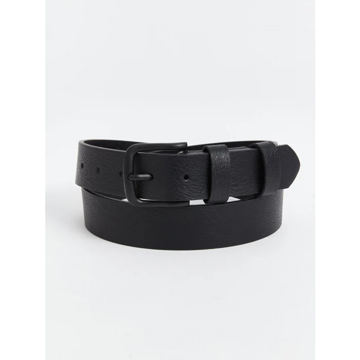 LCW ACCESSORIES Siyah Deri Görünümlü Erkek Kemer
