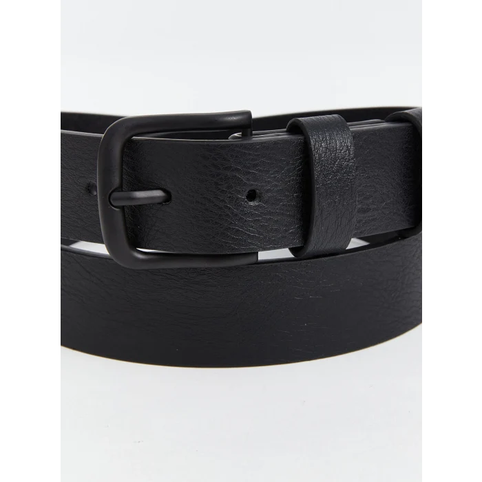 LCW ACCESSORIES Siyah Deri Görünümlü Erkek Kemer