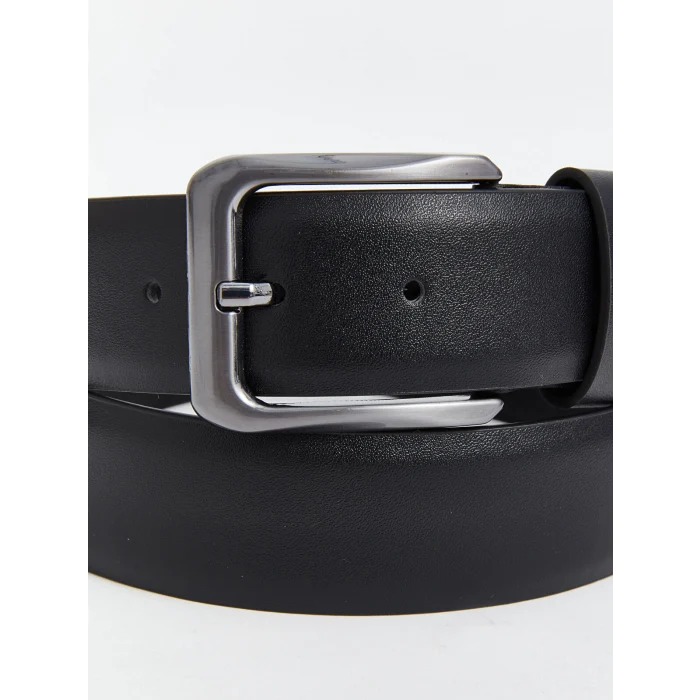 LCW ACCESSORIES Siyah Deri Görünümlü Erkek Kemer