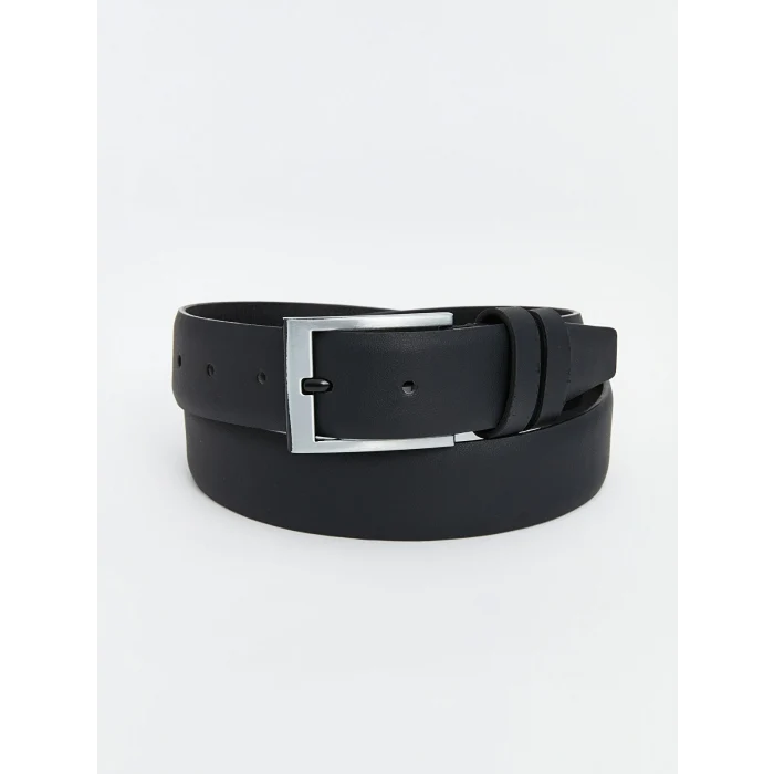 LCW ACCESSORIES Siyah Deri Görünümlü Erkek Kemer