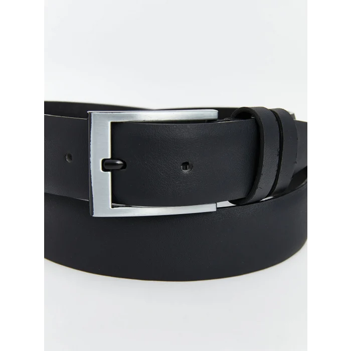 LCW ACCESSORIES Siyah Deri Görünümlü Erkek Kemer