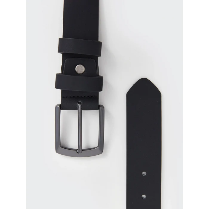 LCW ACCESSORIES Siyah Deri Görünümlü Erkek Kemer