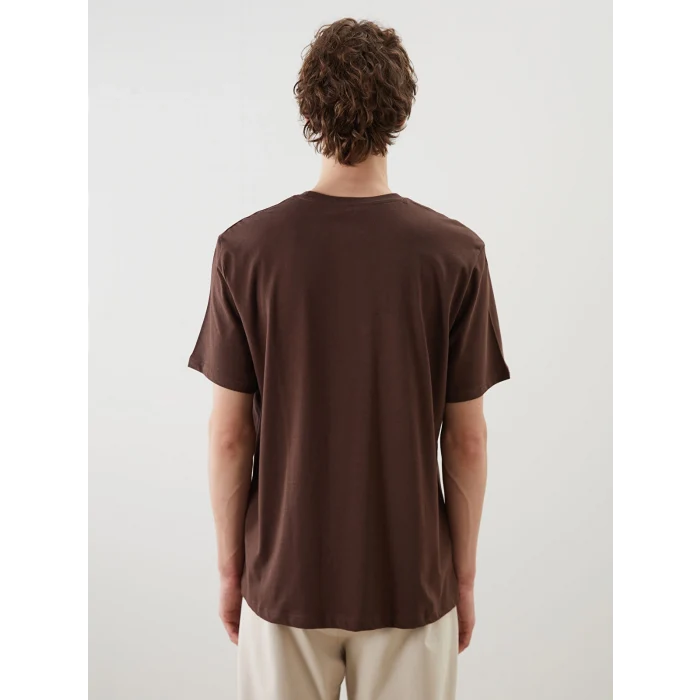 XSIDE Kahverengi Bisiklet Yaka Baskılı Penye Erkek Tişört