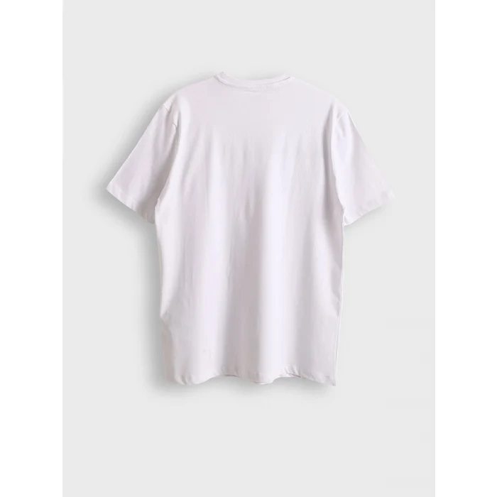 LCWAIKIKI Classic Beyaz Bisiklet Yaka Baskılı Erkek Tişört