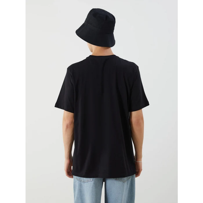 LCWAIKIKI Classic Siyah Bisiklet Yaka Baskılı Penye Erkek Tişört