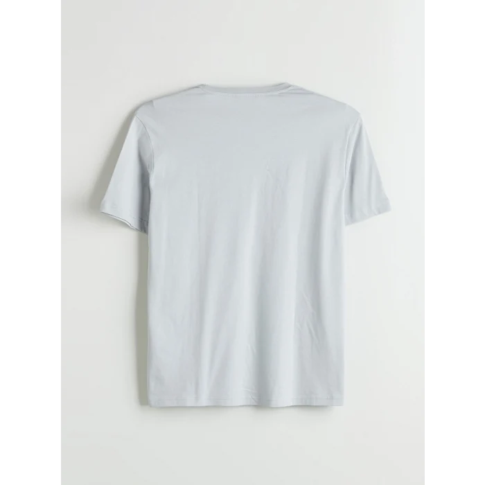 LCW Casual Gri Bisiklet Yaka Baskılı Penye Erkek Tişört