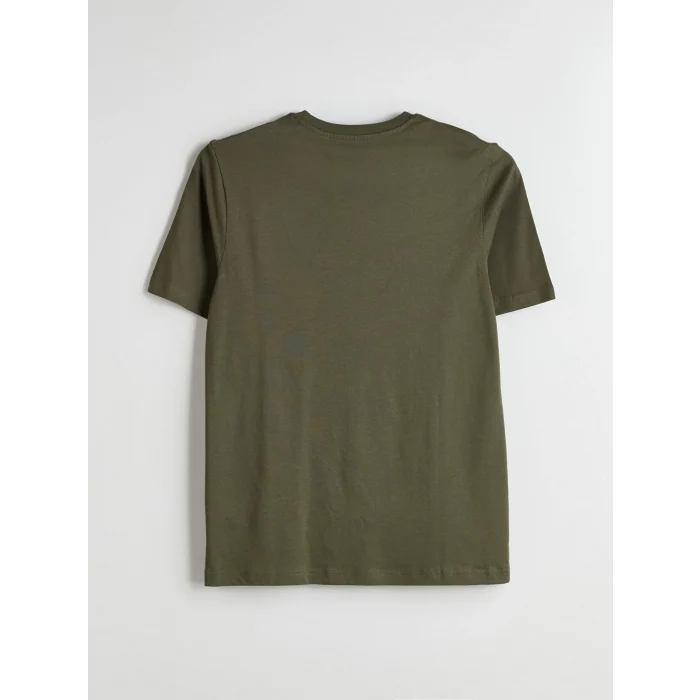 LCWAIKIKI Classic Haki Bisiklet Yaka Baskılı Penye Erkek Tişört