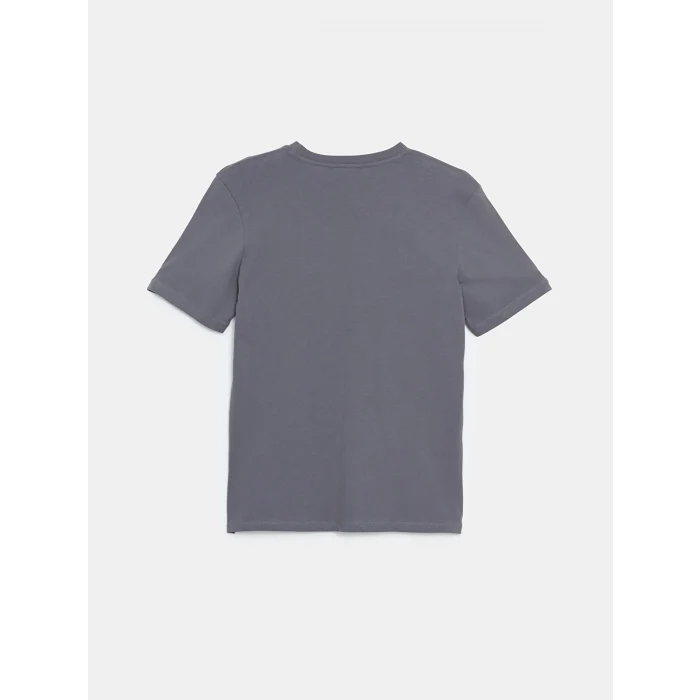 XSIDE Gri Bisiklet Yaka Kısa Kollu Baskılı Penye Erkek Tişört