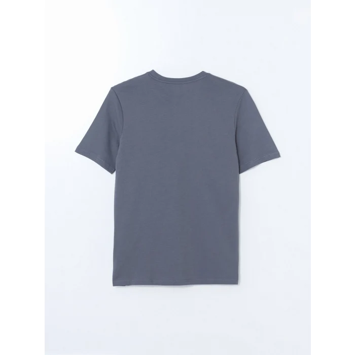 LCWAIKIKI Classic Gri Bisiklet Yaka Kısa Kollu Baskılı Penye Erkek Tişört