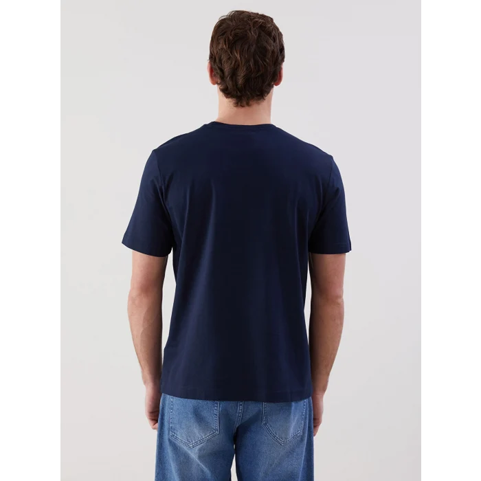 LCWAIKIKI Classic Lacivert Bisiklet Yaka Baskılı Penye Erkek Tişört