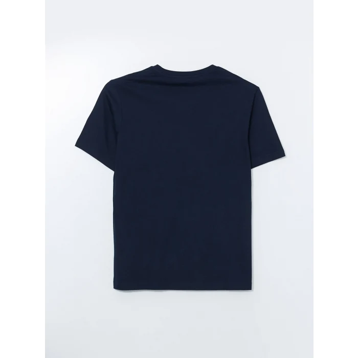 LCWAIKIKI Classic Lacivert Bisiklet Yaka Baskılı Penye Erkek Tişört