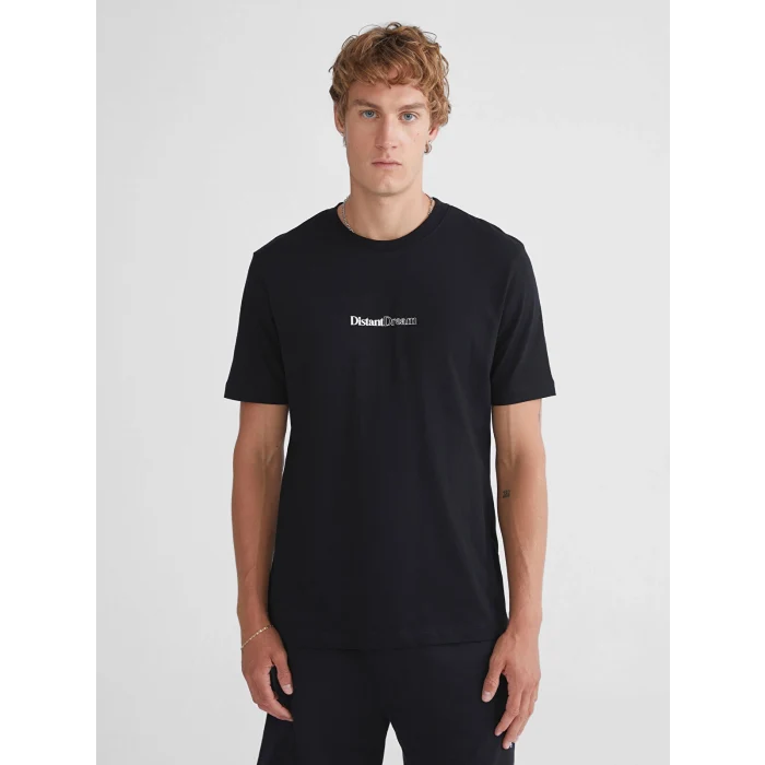 XSIDE Siyah Bisiklet Yaka Baskılı Penye Erkek Tişört