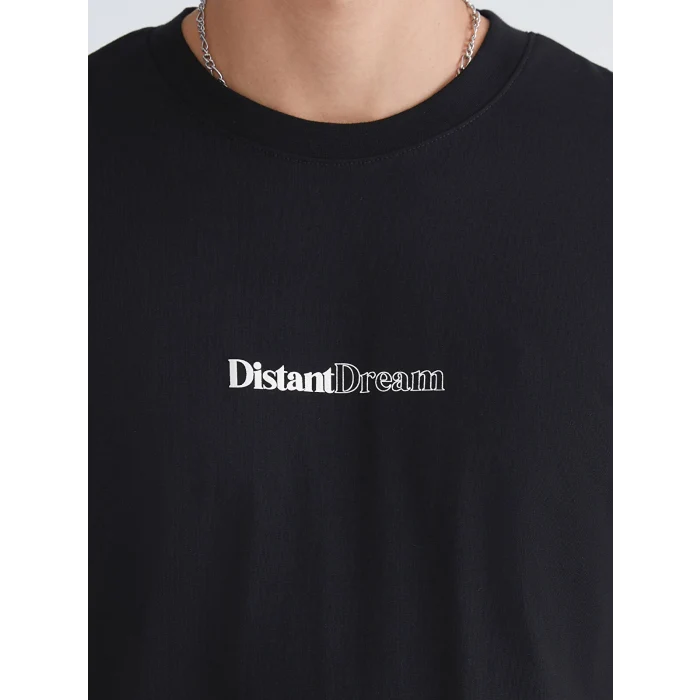 XSIDE Siyah Bisiklet Yaka Baskılı Penye Erkek Tişört