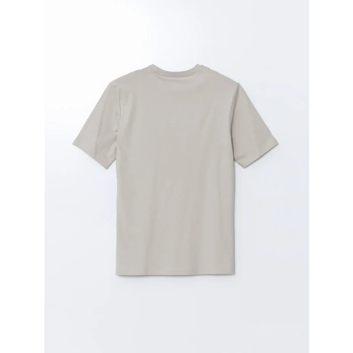 LCWAIKIKI Classic Bej Bisiklet Yaka Baskılı Penye Erkek Tişört