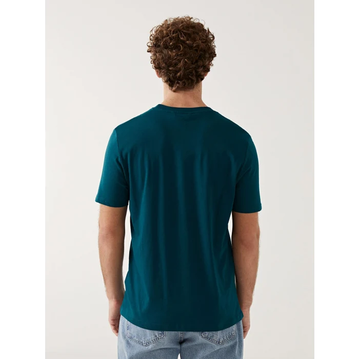 XSIDE Yeşil Bisiklet Yaka Baskılı Penye Erkek Tişört