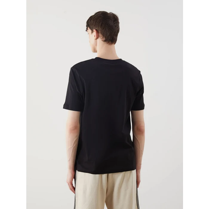 XSIDE Siyah Bisiklet Yaka Kısa Kollu Baskılı Penye Erkek Tişört