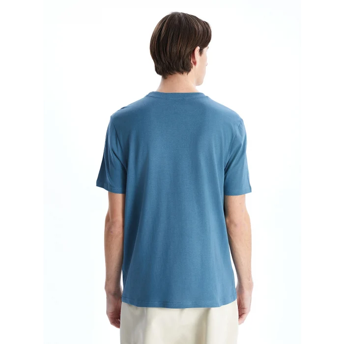 XSIDE Petrol Bisiklet Yaka Baskılı Penye Erkek Tişört