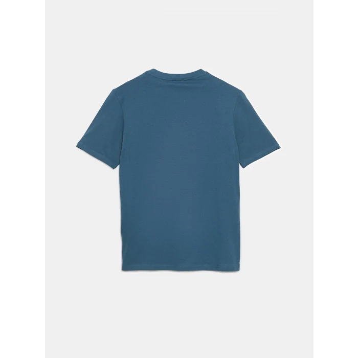 XSIDE Petrol Bisiklet Yaka Baskılı Penye Erkek Tişört