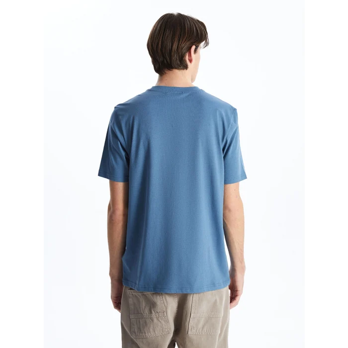 XSIDE Mavi Bisiklet Yaka Baskılı Erkek Tişört