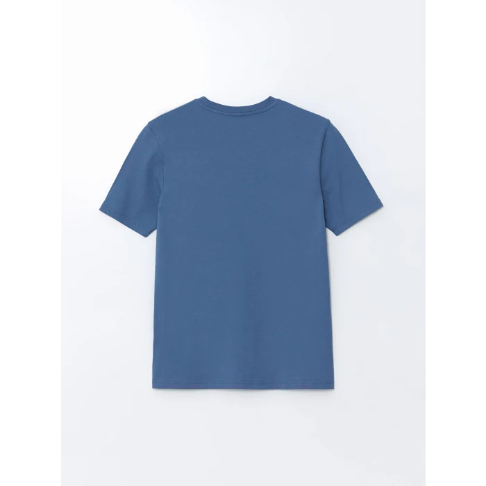 XSIDE Mavi Bisiklet Yaka Baskılı Erkek Tişört