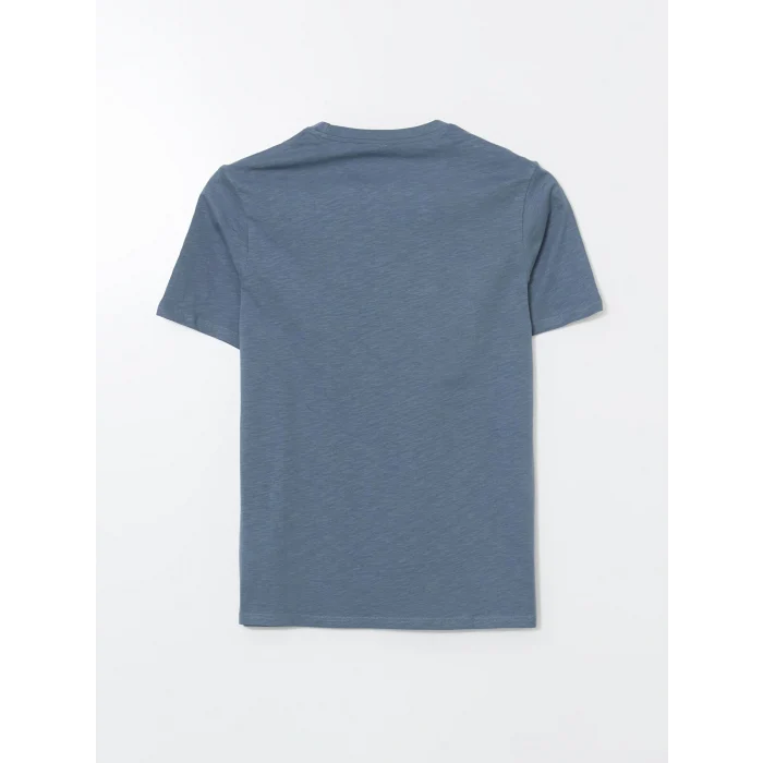 XSIDE Mavi Bisiklet Yaka Baskılı Penye Erkek Tişört