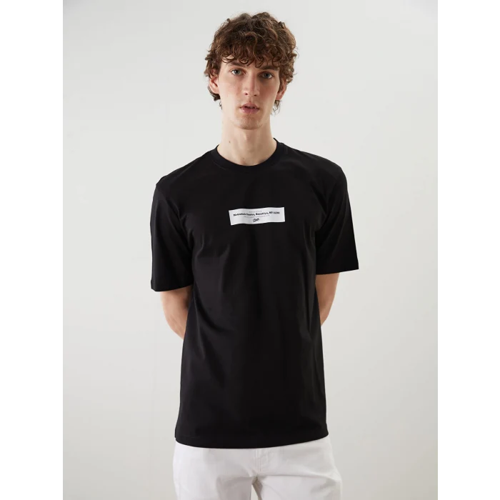 XSIDE Siyah Bisiklet Yaka Matchbox Brooklyn Baskılı Penye Erkek Tişört