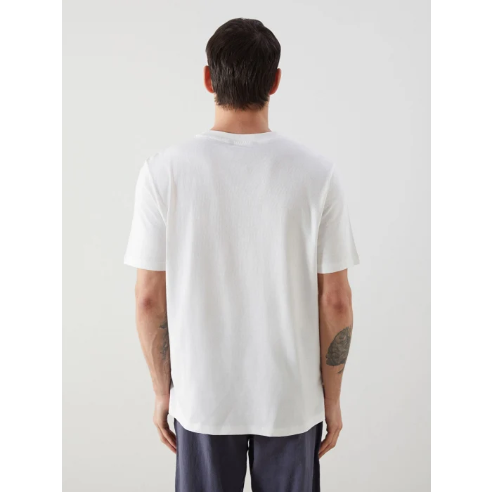 XSIDE Ekru Bisiklet Yaka Baskılı Penye Erkek Tişört