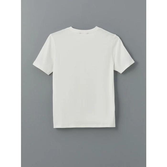 XSIDE Ekru Bisiklet Yaka Baskılı Penye Erkek Tişört