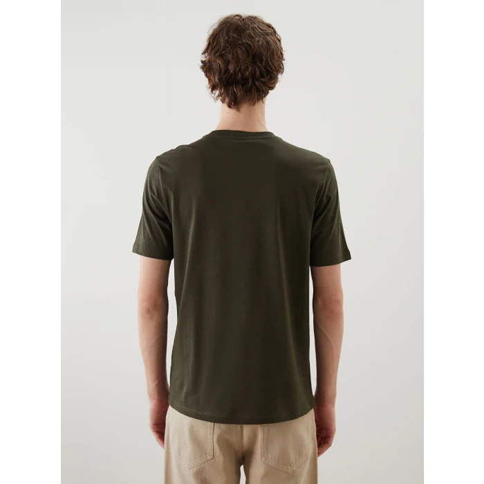XSIDE Haki Bisiklet Yaka Baskılı Penye Erkek Tişört