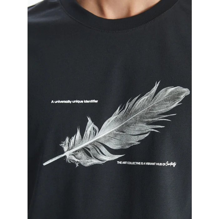 XSIDE Antrasit Bisiklet Yaka Baskılı Penye Erkek Tişört