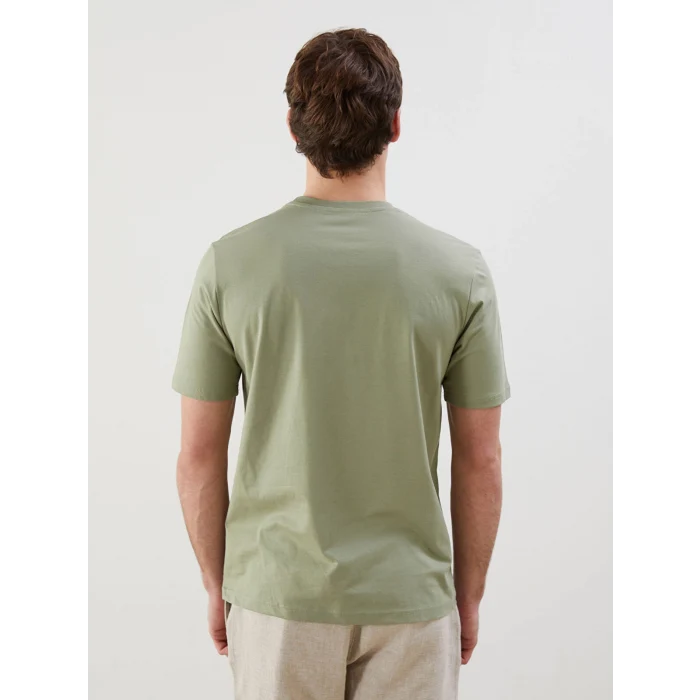 LCWAIKIKI Classic Yeşil Bisiklet Yaka Baskılı Penye Erkek Tişört