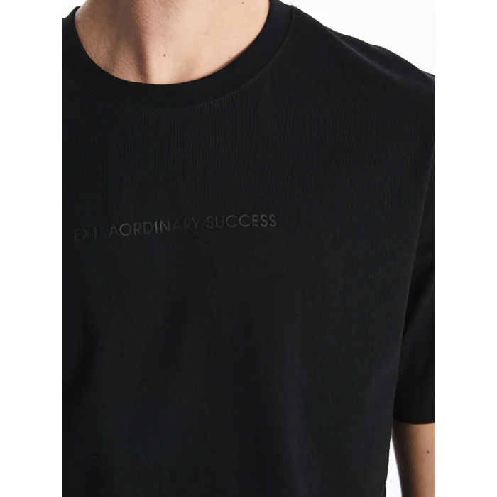 XSIDE Siyah Bisiklet Yaka Baskılı Penye Erkek Tişört