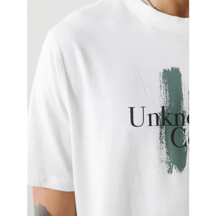 XSIDE Ekru Bisiklet Yaka Baskılı Penye Erkek Tişört