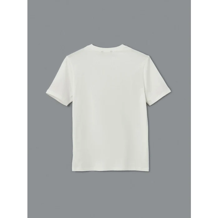 XSIDE Ekru Bisiklet Yaka Baskılı Penye Erkek Tişört