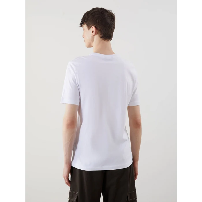 XSIDE Beyaz Bisiklet Yaka Yazı Baskılı Erkek Penye Tişört