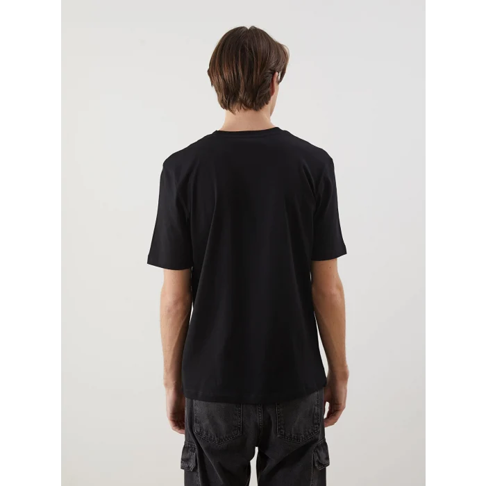 XSIDE Siyah Bisiklet Yaka Baskılı Erkek Tişört