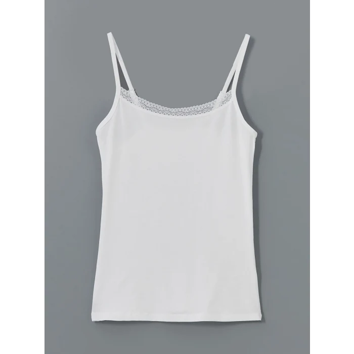 LCW DREAM Beyaz U Yaka Dantel Detaylı İp Askılı Kadın Atlet