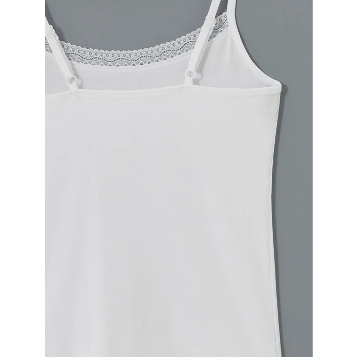 LCW DREAM Beyaz U Yaka Dantel Detaylı İp Askılı Kadın Atlet