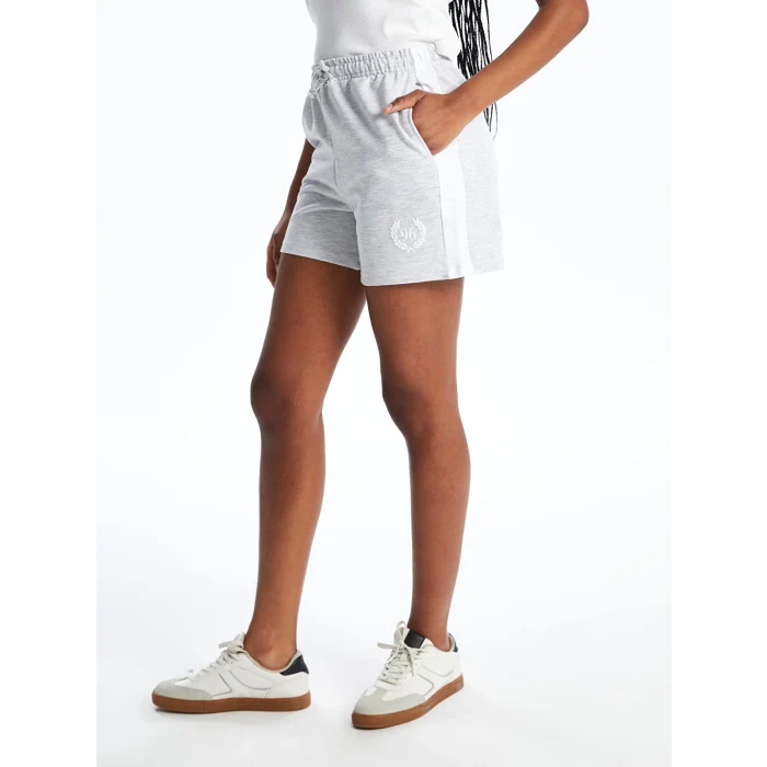 XSIDE Gri Beli Lastikli Baskılı Kadın Şort