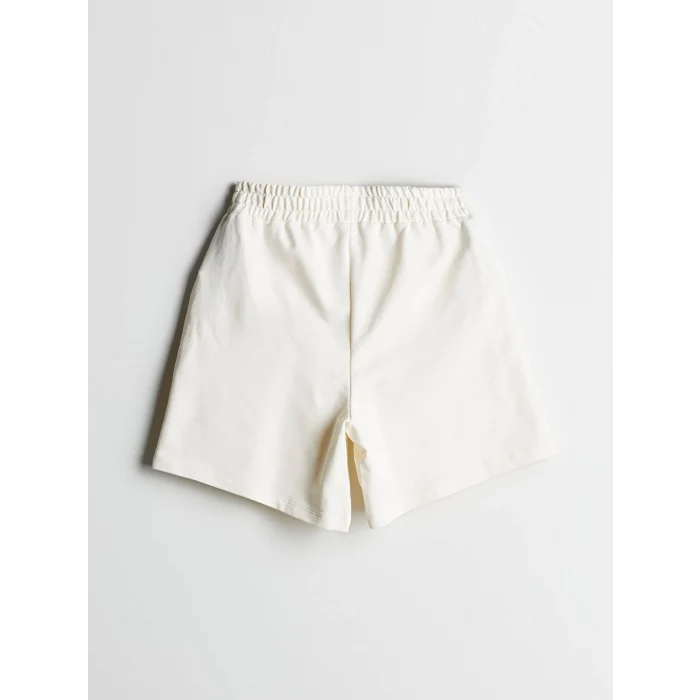 XSIDE Bej Beli Lastikli New York Baskılı Kadın Şort