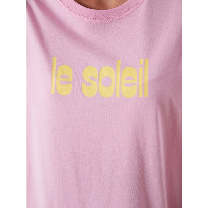 LCW Vision Pembe Bisiklet Yaka Baskılı Oversize Kadın Tişört