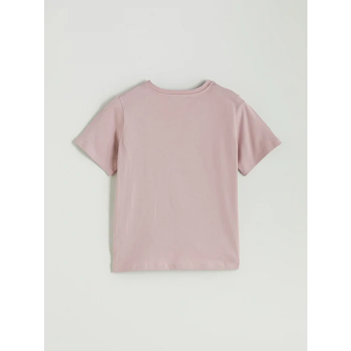 LCWAIKIKI Classic Pembe Bisiklet Yaka Çiçek Nakışlı Kadın Tişört