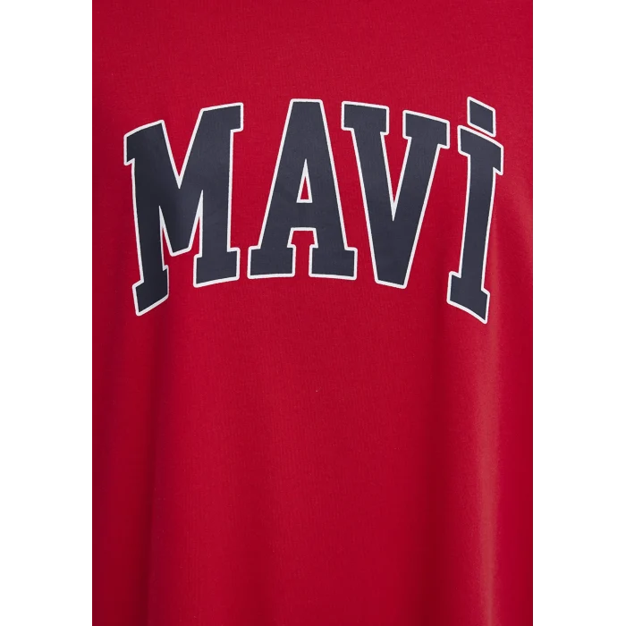 Mavi 1600843-82054 Mavi Logo Baskılı Kırmızı Tişört