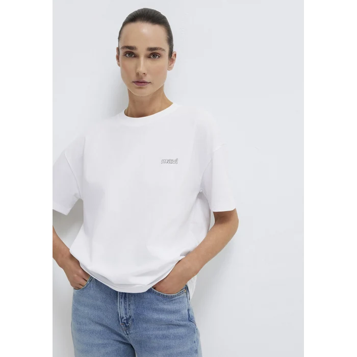 Mavi 1611309-620 Mavi Logo Baskılı Beyaz Tişört