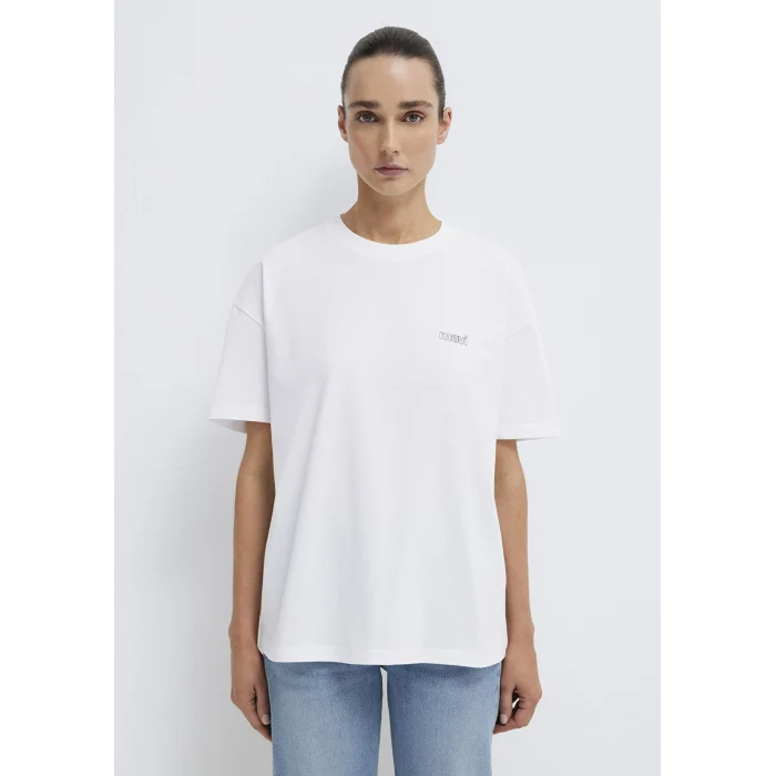 Mavi 1611309-620 Mavi Logo Baskılı Beyaz Tişört