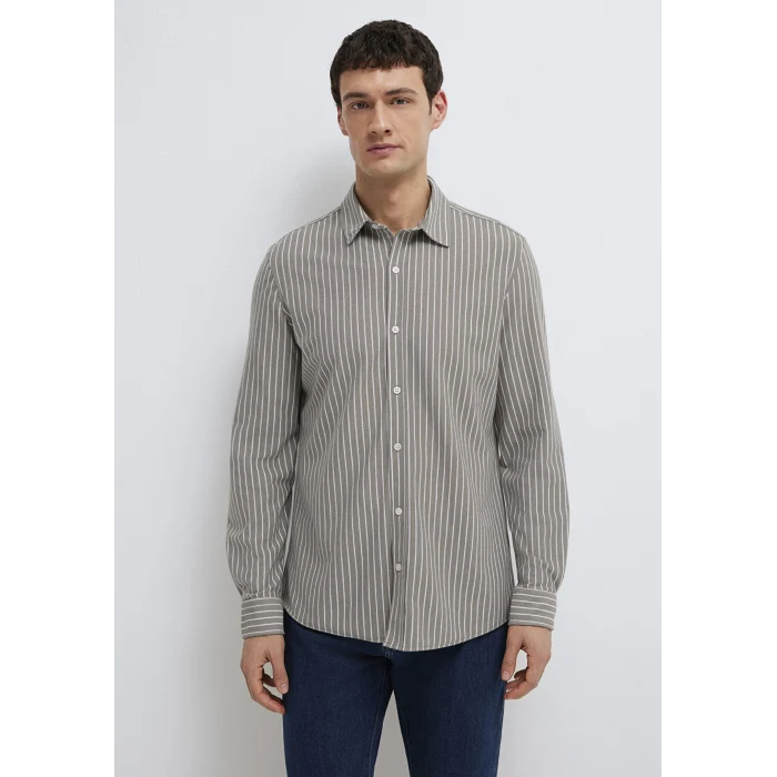 Mavi 0211404-91582 Çizgili Gri Gömlek